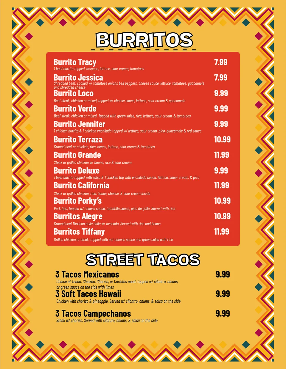 La Terraza menu, page 5