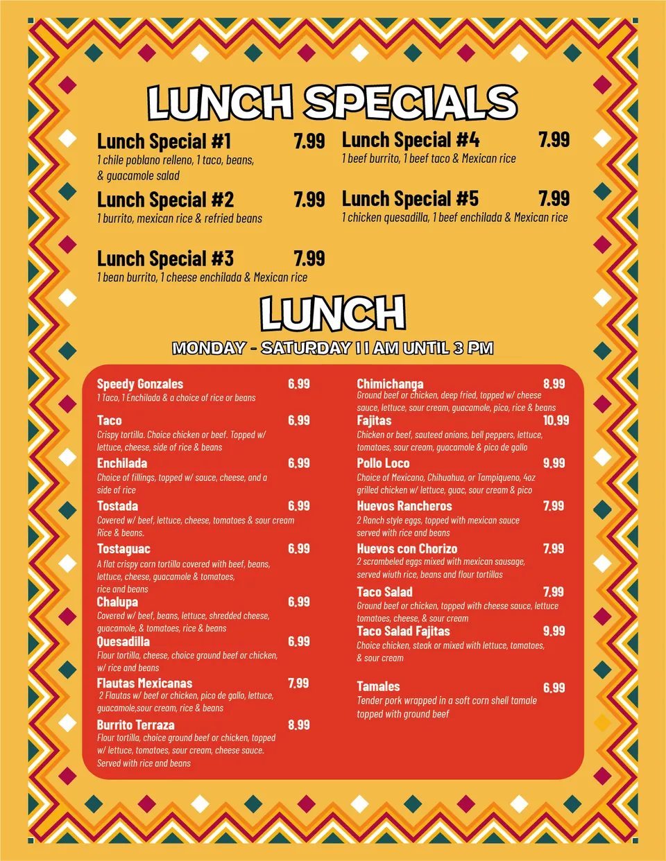 La Terraza menu, page 9