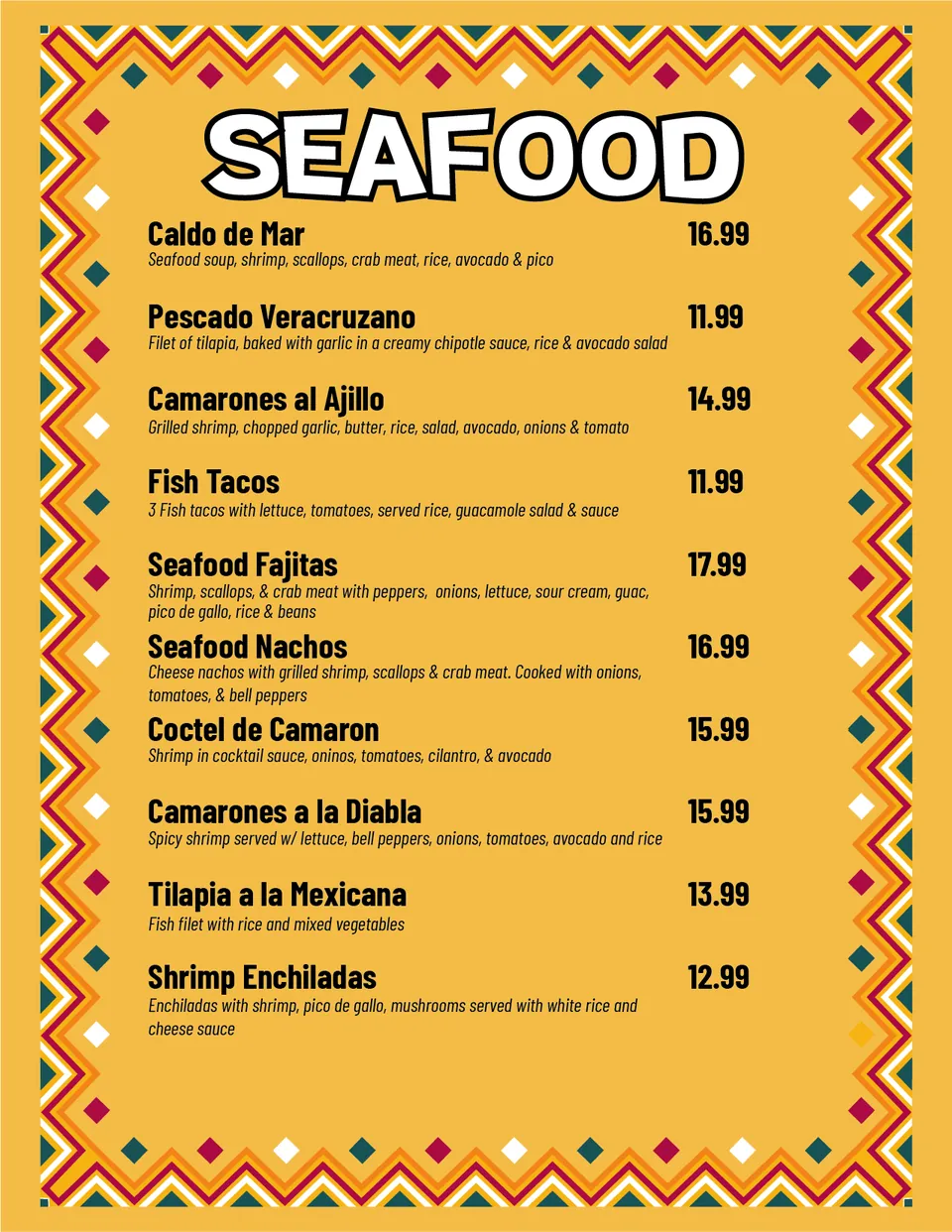 La Terraza menu, page 7